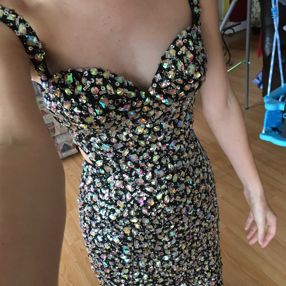Black Rhinestone Prom Dress - Picture 6 of 7